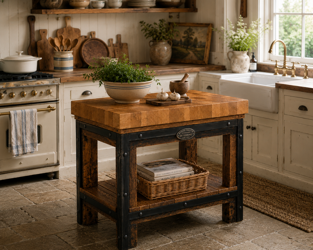 Rustic Oak End-Grain Butcher's Block Table