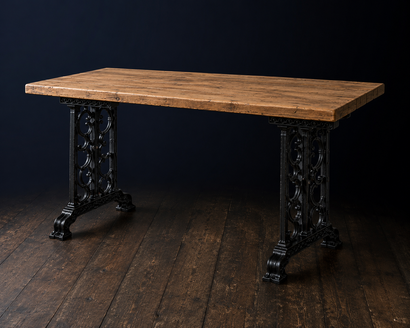 Reclaimed Timber Table with Vintage Cast Iron Legs